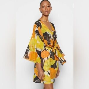 520. NWT! The Kooples Hibiscus Dolman Sleeves Belted kimono Dress